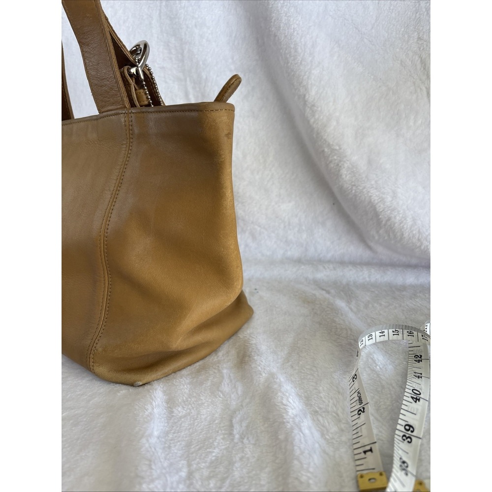 Vintage COACH Waverly Tote Bag Camel Tan Leather Zip Closure 4133 90s Costa Rica - Picture 10 of 16